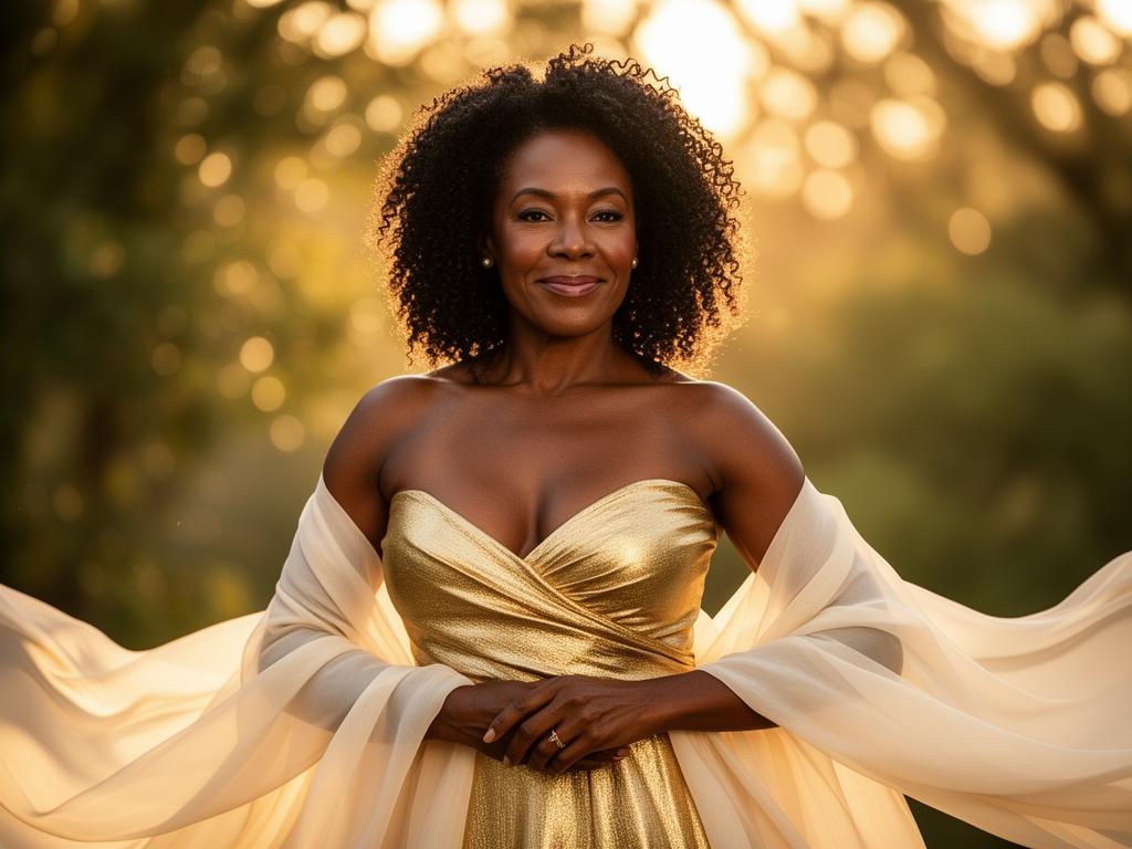 Melanated woman in peaceful meditation, embodying sacred feminine energy and holistic wellness